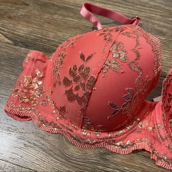Victoria's Secret VS Dream Angels Coral Lightly Lined Demi Bra Lingerie Size 34D - Picture 4 of 9